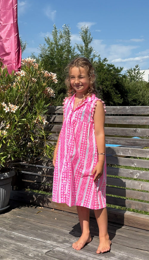 Kids Dress "Neon Print" Pom Pom