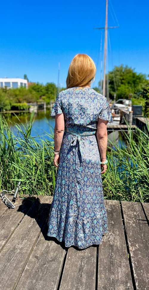 Seiden Wickeldress Jeanne grey Flower