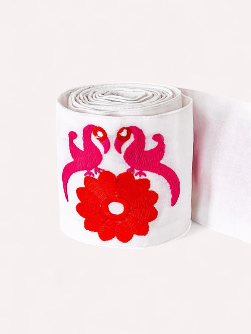Belt Gujarat Birds pink/orange Embroidery