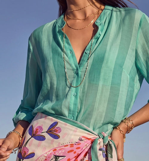 Have One Set Pareo long "Rosa Tiger" with Blouse in Stripes green