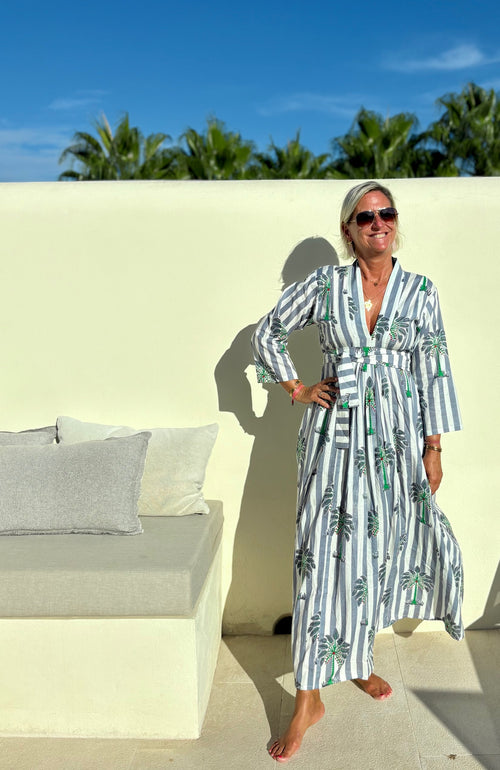 Kaftan Dress "Palmtree Stripes"