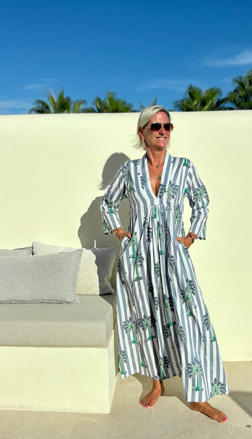 Kaftan Dress "Palmtree Stripes"