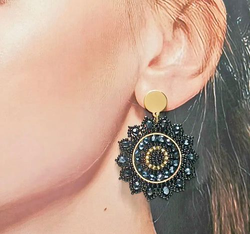 Ohrstecker Beads "Black Sun"