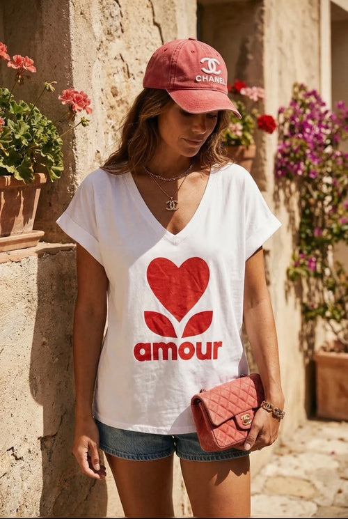 T-Shirt "Amour" white/red