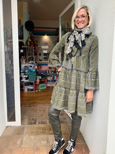 Dress Ella Winter grey/khaki