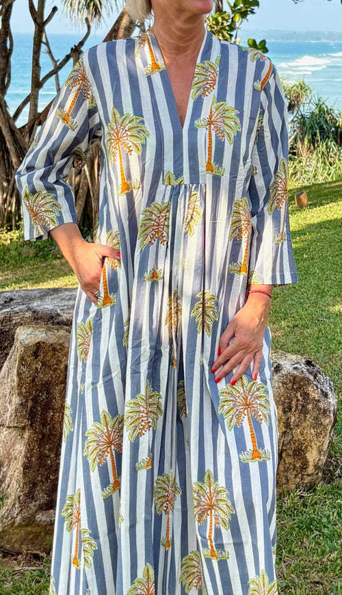 Kaftan Dress "Palmtree Stripes"