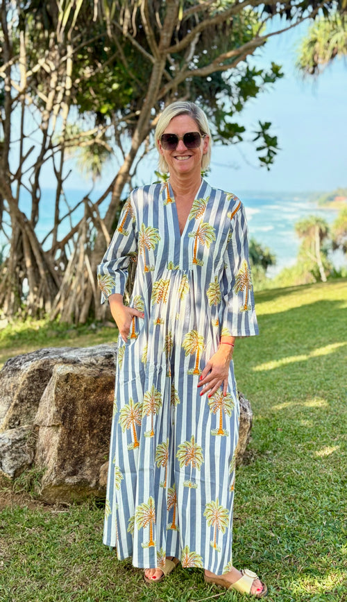 Kaftan Dress "Palmtree Stripes"