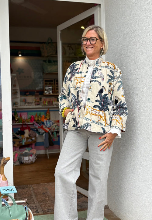 Velvet Jacke "Wild Jungle" offwhite