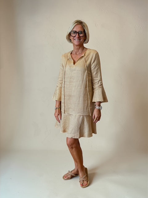 Short Dress "Wick" beige/gold