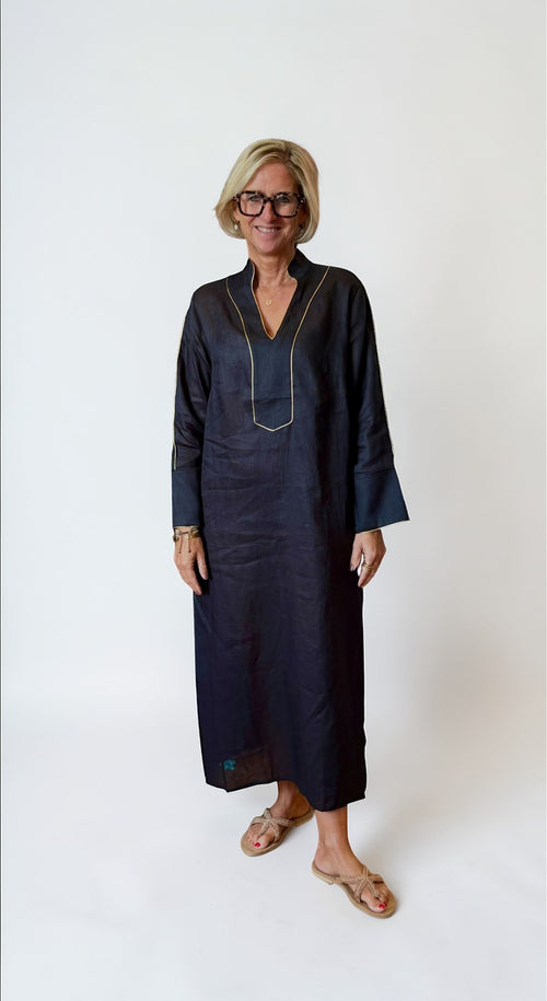 Long Kaftan Dress "Wick" black/gold