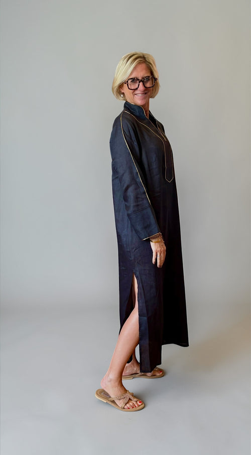 Long Kaftan Dress "Wick" black/gold