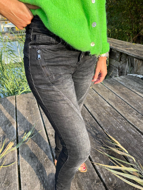 Jean black washed Zip