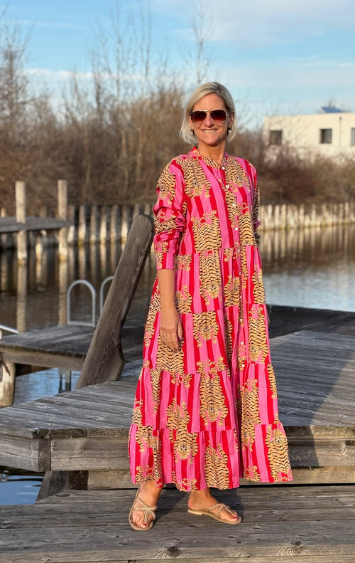 Maxi Dress "Stripes" Tiger pink