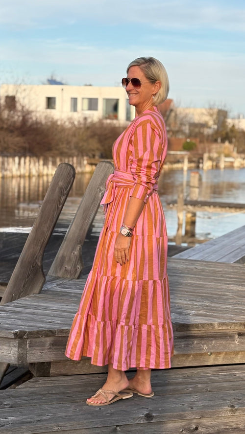 Maxi Dress "Stripes" soft pink/beige