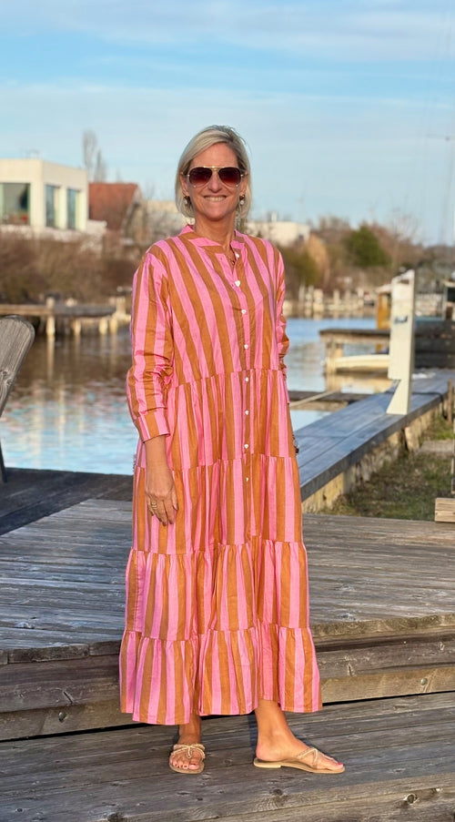 Maxi Dress "Stripes" soft pink/beige