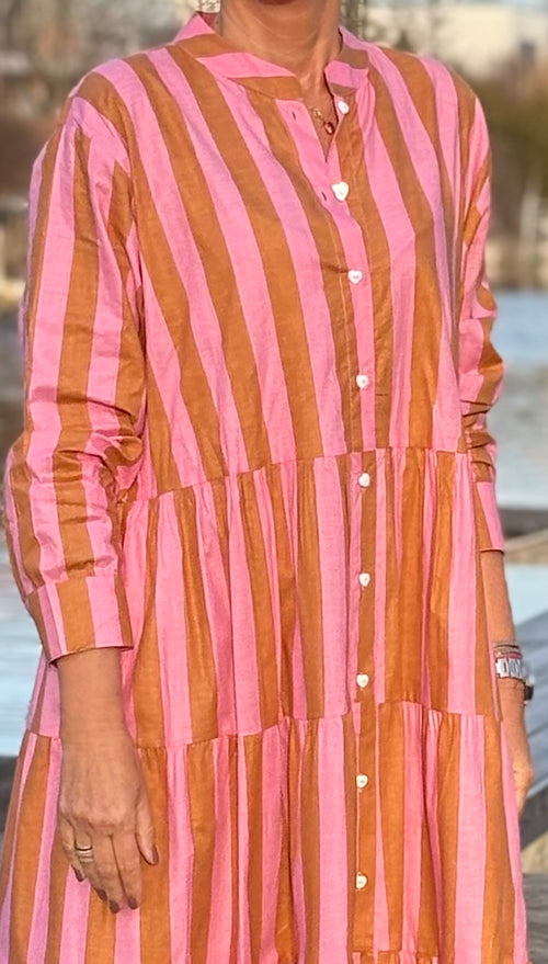 Maxi Dress "Stripes" soft pink/beige