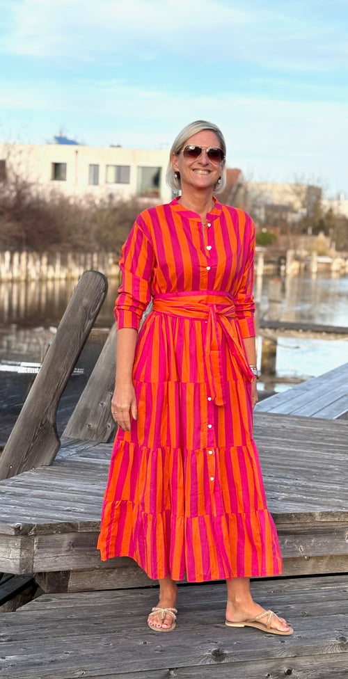 Maxi Dress "Stripes" pink/coral