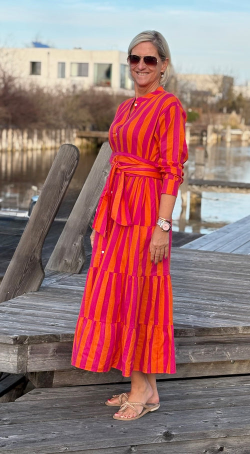 Maxi Dress "Stripes" pink/coral