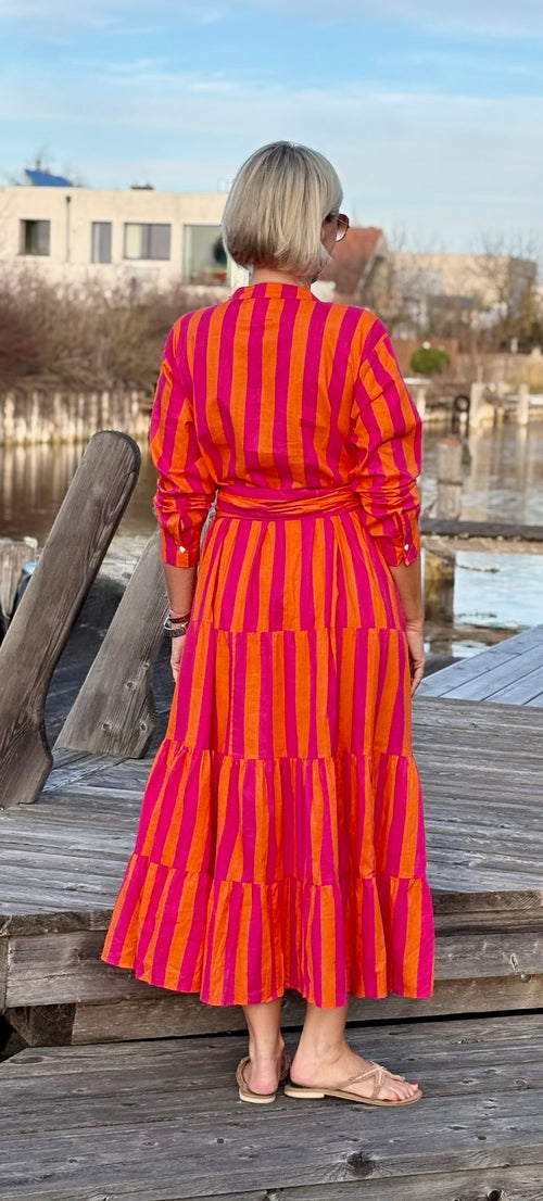 Maxi Dress "Stripes" pink/coral