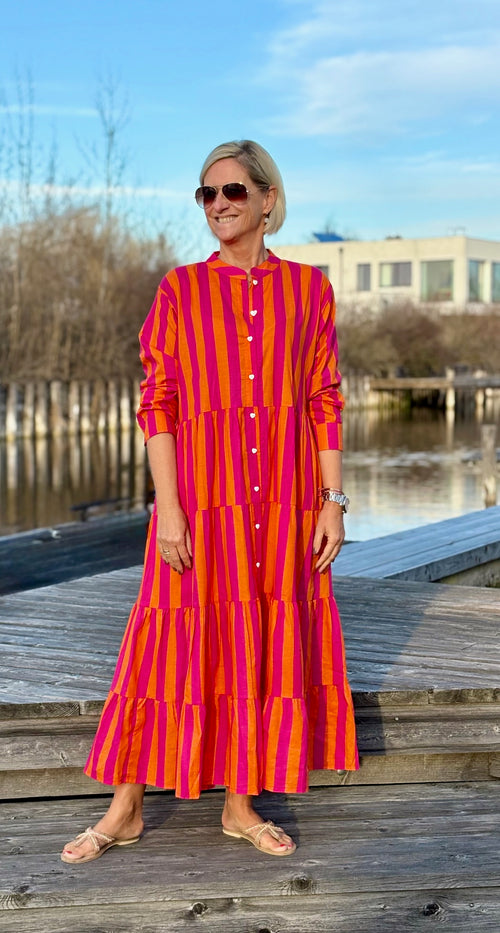 Maxi Dress "Stripes" pink/coral
