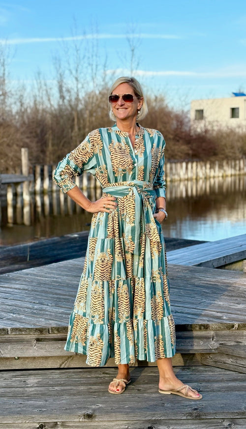 Maxi Dress "Stripes" Tiger khaki