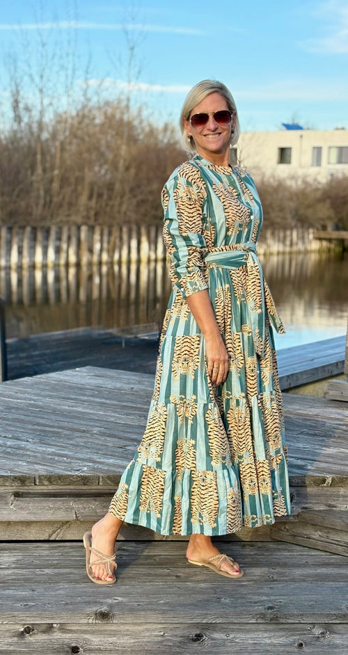 Maxi Dress "Stripes" Tiger khaki