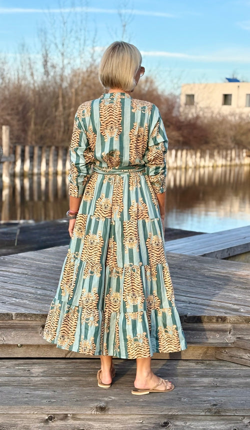 Maxi Dress "Stripes" Tiger khaki