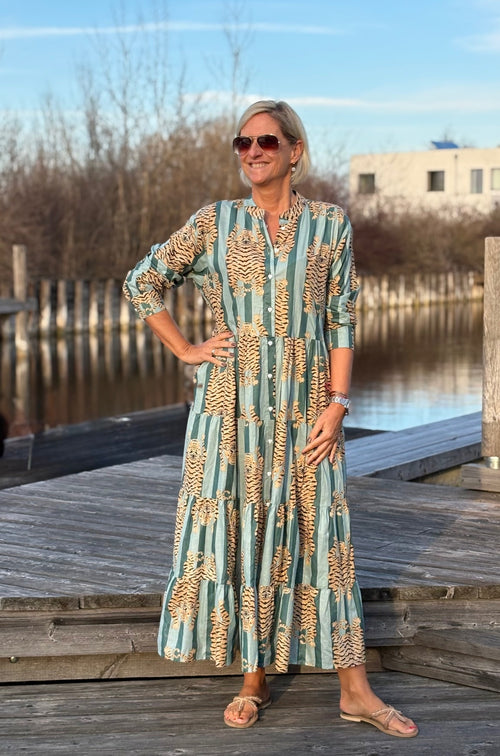 Maxi Dress "Stripes" Tiger khaki