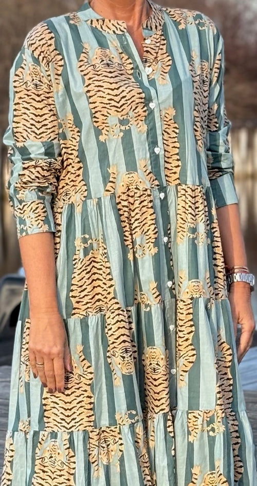 Maxi Dress "Stripes" Tiger khaki