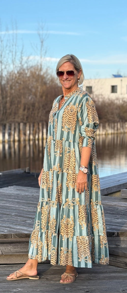 Maxi Dress "Stripes" Tiger khaki