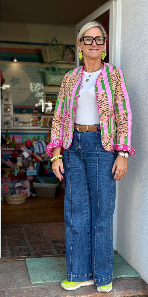 Quilted Jacket "Tiger" pink/green