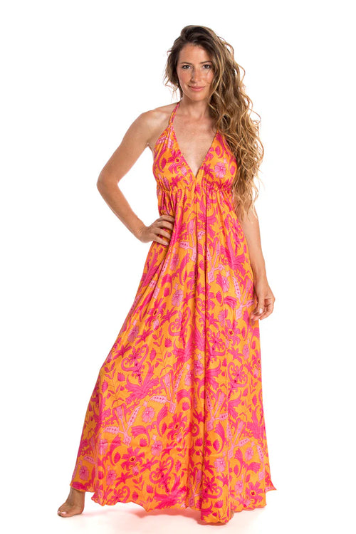 Seiden Dress Mare long "Flower"