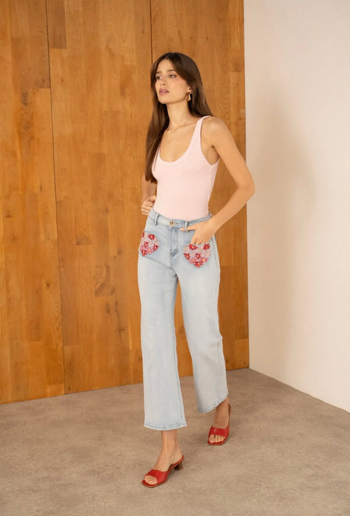 Bestickte Jeans "Heart"