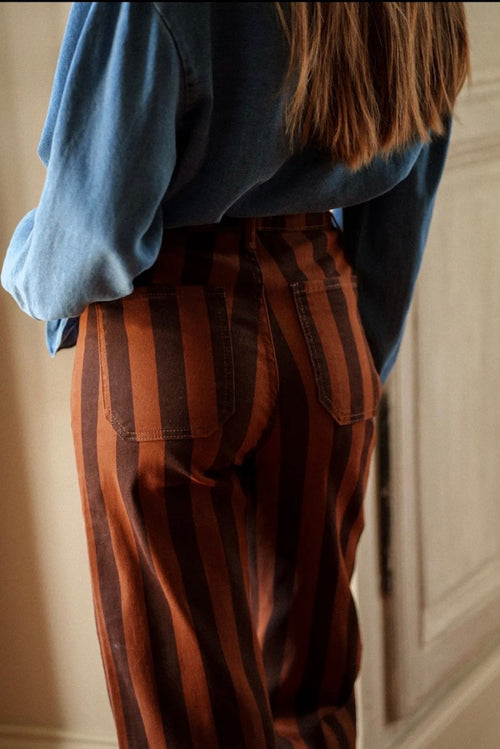 Jeans "Sripes" choco/camel