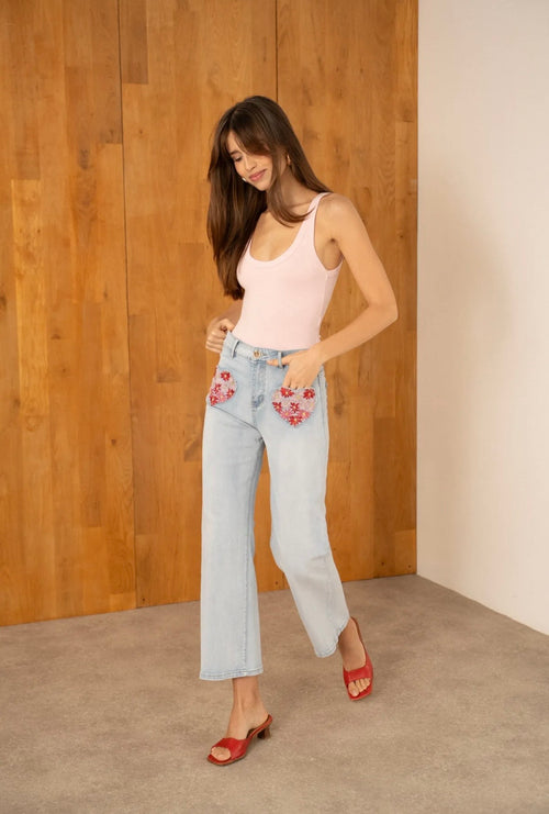 Bestickte Jeans "Heart"