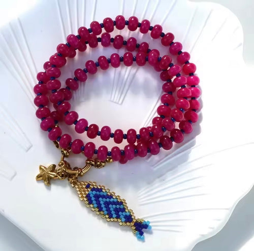 Kette "Miyuki Fisch & Seestern" in pink