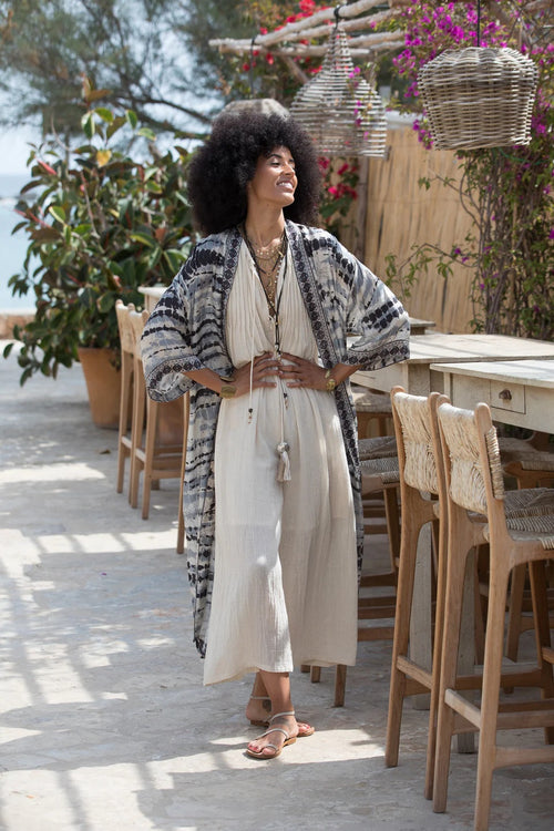 Boho Kimono Print Grey