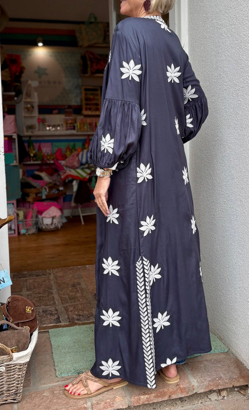 Kimono Lotus Flower navy/white