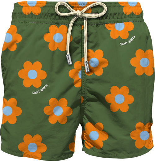 Swimshort Happy Daisy khaki/orange