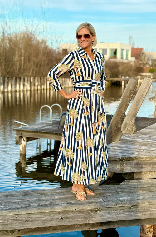 Hemdblusen Dress "Lovley" Palmtree navyblue