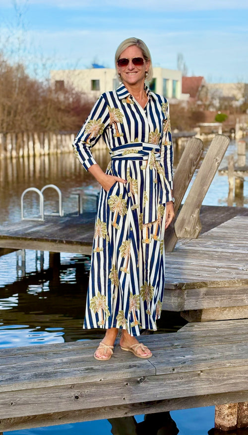 Hemdblusen Dress "Lovley" Palmtree navyblue