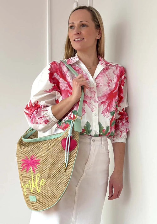 Miss Goodlife Beach Bag "Palm Smile" mint