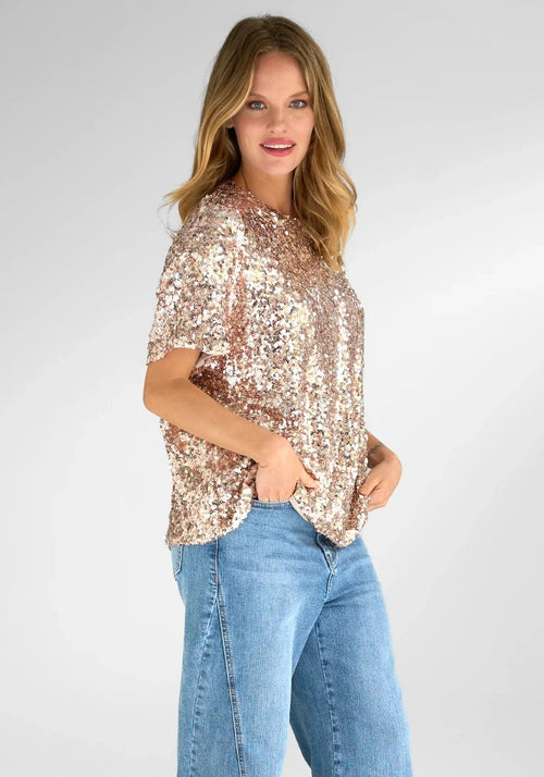Miss Goodlife Champagne Paillette Shirt
