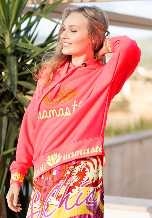 Miss Goodlife Hoodie "Namaste" Strass neonpink/neon yellow