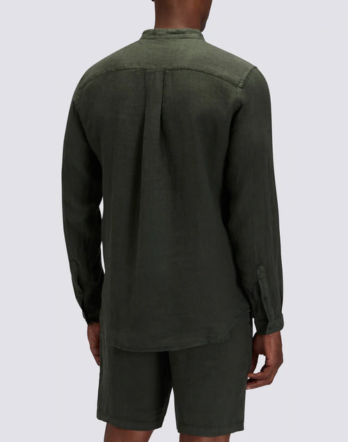 Leinen Hemd "Mandarin" khaki