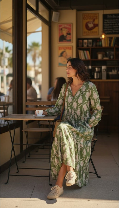 Maxidress loose "Khaki Tiger"