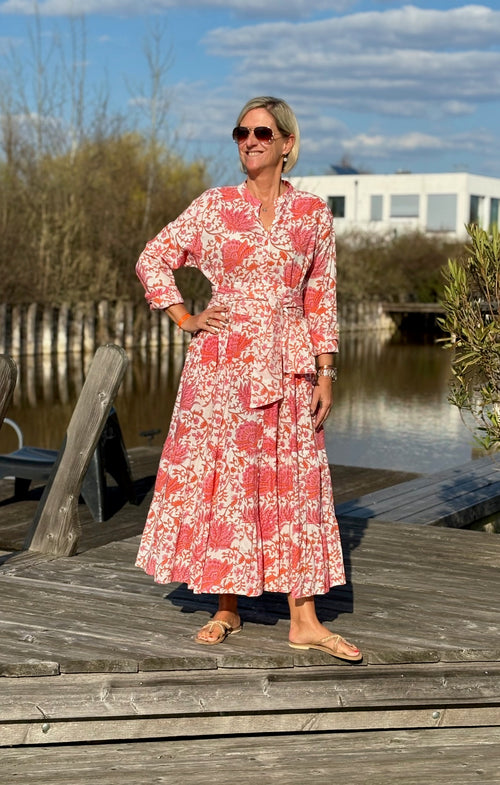 Maxi Dress "Indian Flower" coral