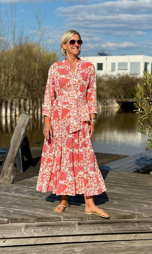 Maxi Dress "Indian Flower" coral