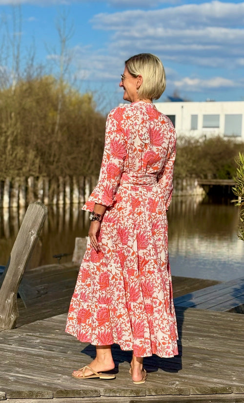 Maxi Dress "Indian Flower" coral