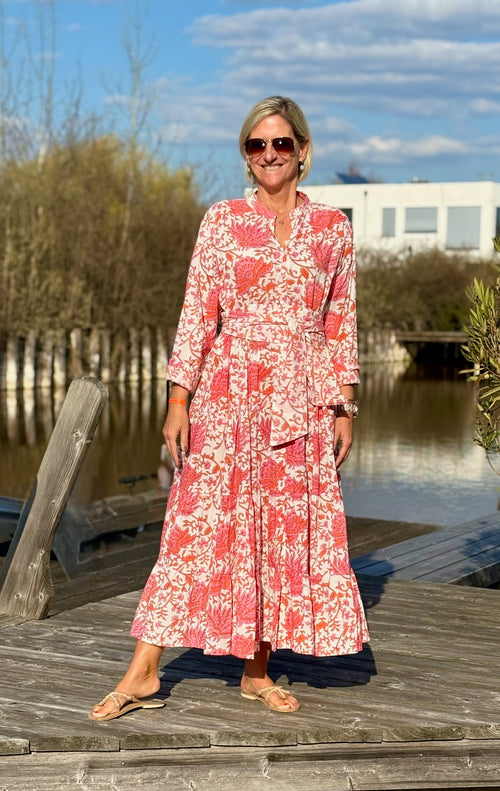 Maxi Dress "Indian Flower" coral
